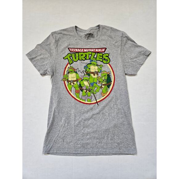 Teenage Mutant Ninja Turtles Shirt Men Small Gray Graphic Tee Short Sleeve Adult - Picture 1 of 3